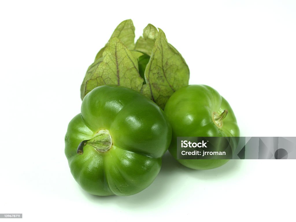 Group of Tomatillos on White Tomatillo Stock Photo