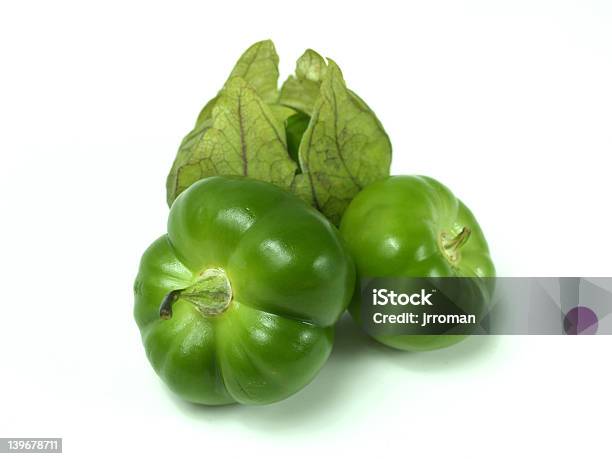 Group Of Tomatillos On White Stock Photo - Download Image Now - Tomatillo, Green Tomato, White Background