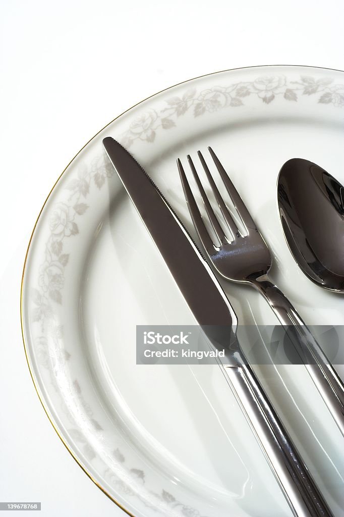 Place setting III Place setting with silver and china Arranging Stock Photo