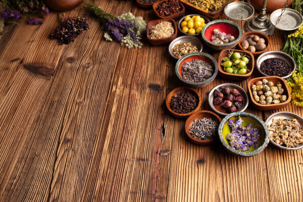 istock Natural medicine background. 1396788245