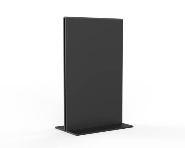 istock Plastic and acrylic table talker, promotional upright menu table tent sign holder, table menu card display stand picture frame for mock up and template design. 3d render illustration. 1396788355