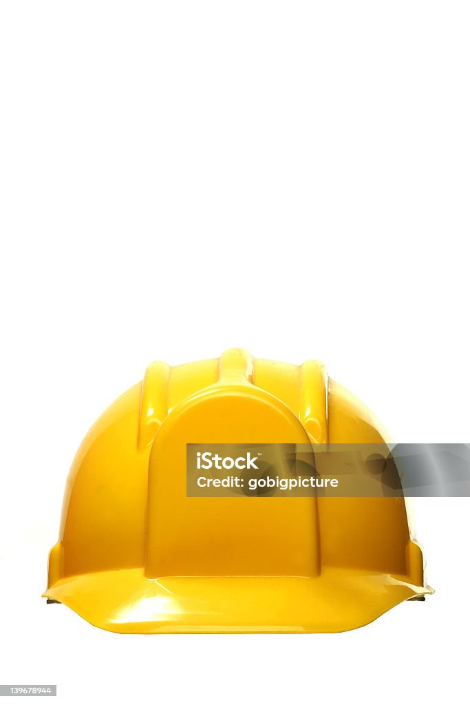 Gelb Schutzhelm auf Weiß - Lizenzfrei Abschirmen Stock-Foto