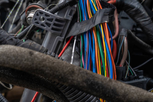 istock electric cables from a car at a car warehouse 1396791927