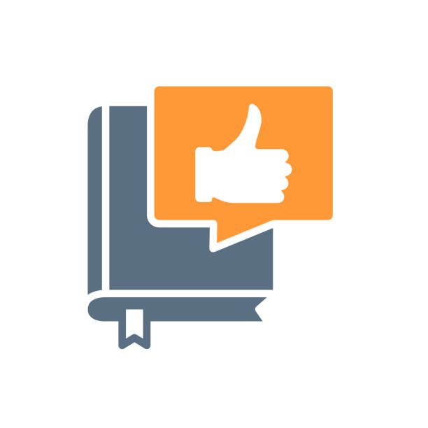 Book with thumb up in speech bubble colored icon. Best book, customer review, diary symbol Book with thumb up in speech bubble colored icon. Best book, customer review, diary symbol and sign vector illustration design. Isolated on white background academic integrity stock illustrations