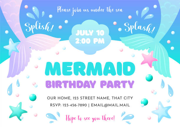 Birthday party invitation template vector art illustration
