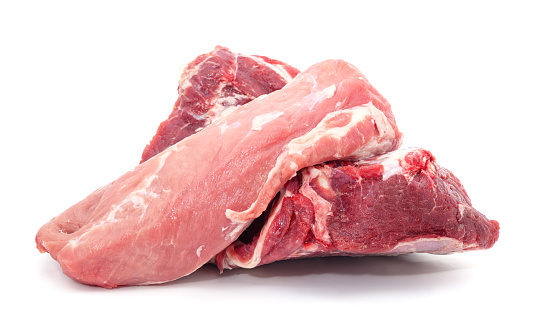 Raw meat steak isolated on a white background.