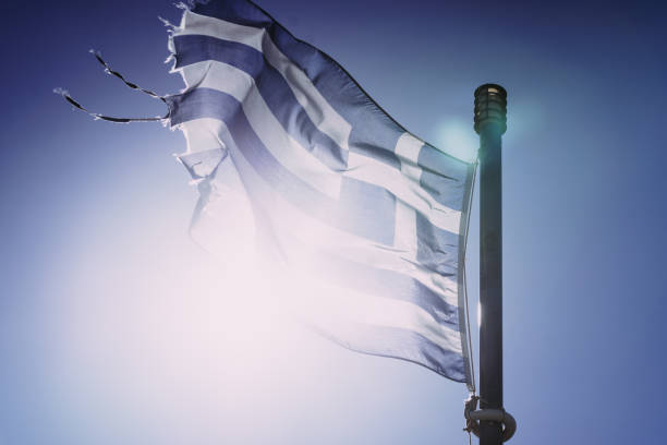 istock Greek flag waving o wind. 1396797213