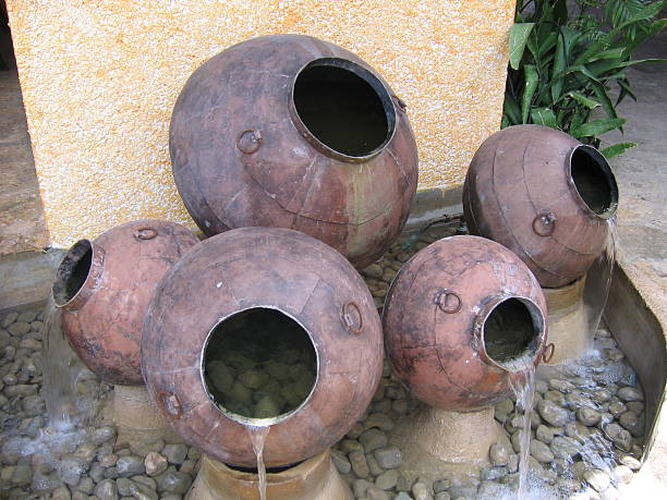 A water display made of hand-crafted pots in Mexico.