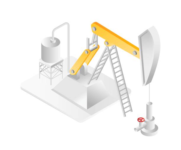 ilustrações de stock, clip art, desenhos animados e ícones de flat isometric illustration concept. oil and gas mining equipment - oil rig oil industry sea mining