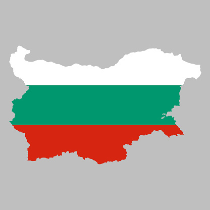 Bulgaria flag inside national map borders vector illustration
