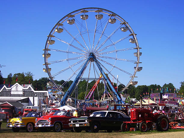 Carnival Car Show Vintage car show at a country carnival midway fair stock pictures, royalty-free photos & images