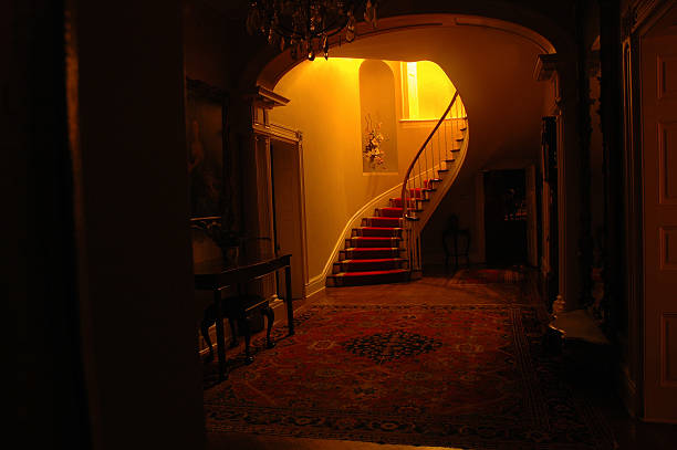 plantation interior, à noite - southern mansion - fotografias e filmes do acervo