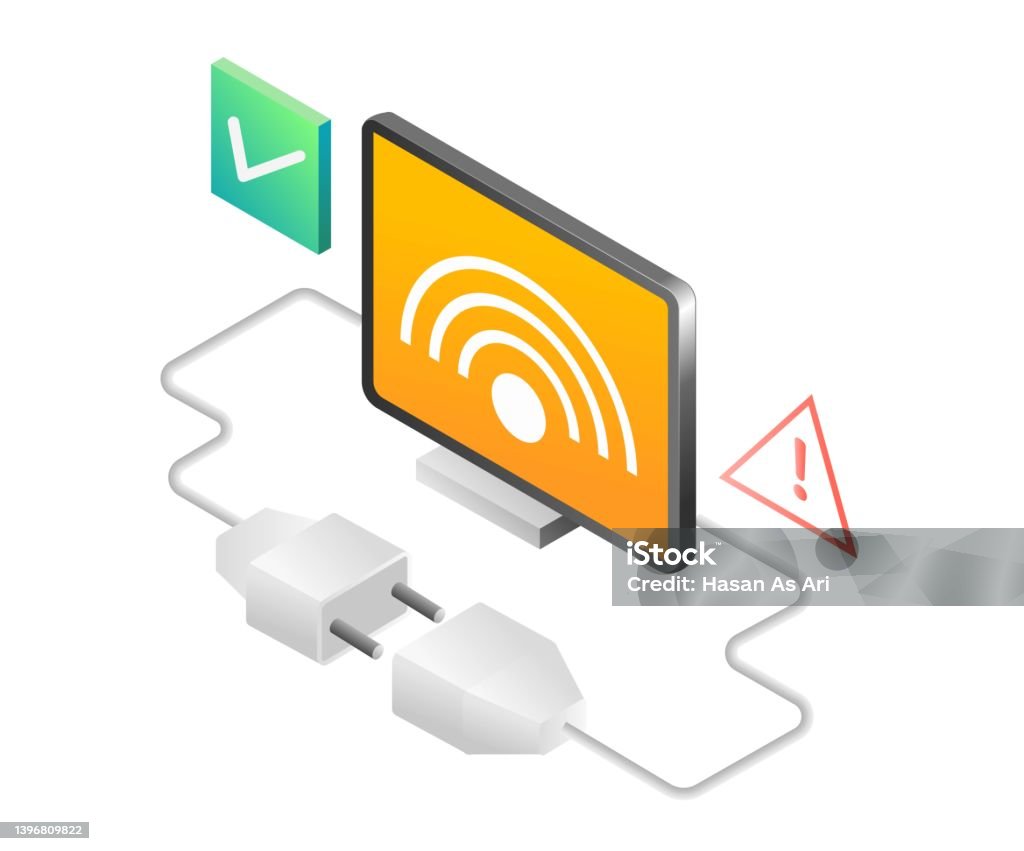 Network Problem Graphic Flat Isometric Illustration Concept Wifi Network Connection Problem ...