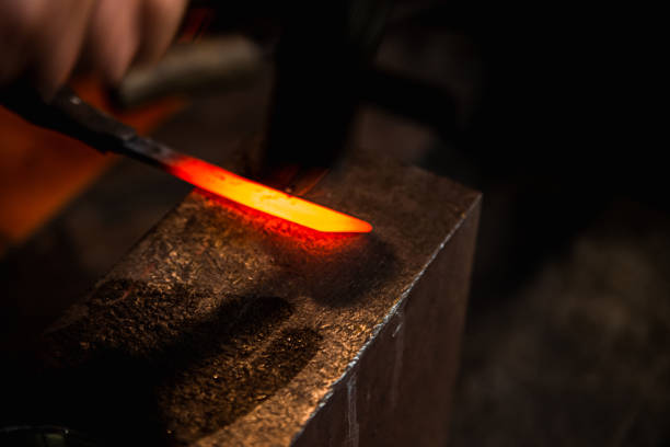 istock Hot steel for a small Japanese kodachi sword 1396810582