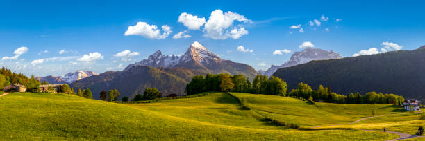watzmann w alpach, panorama xxl - park narodowy berchtesgaden - european alps germany landscaped spring zdjęcia i obrazy z banku zdjęć