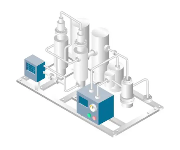 Vector illustration of Isometric design concept illustration. oil tube temperature with gas pipeline