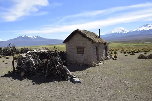 Photo of Typical house in National park Sajama, Bolivia, south America.