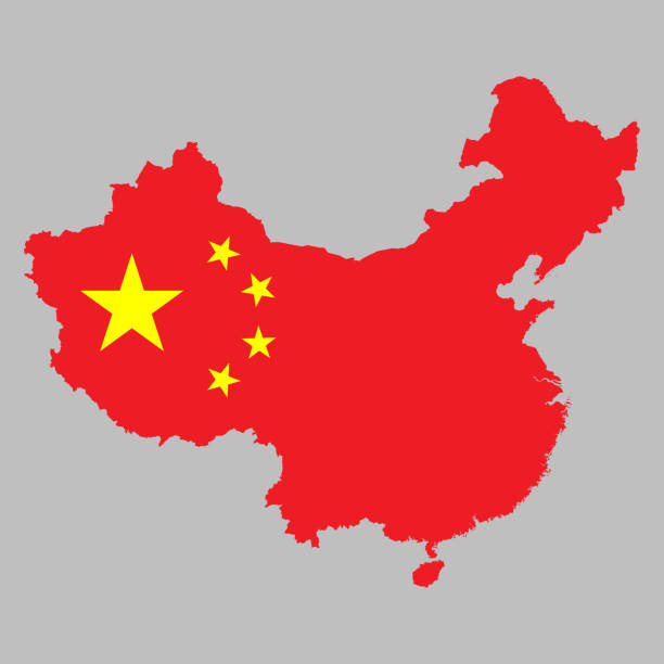 ilustraciones, imágenes clip art, dibujos animados e iconos de stock de bandera de china dentro de los límites del mapa - bandera china