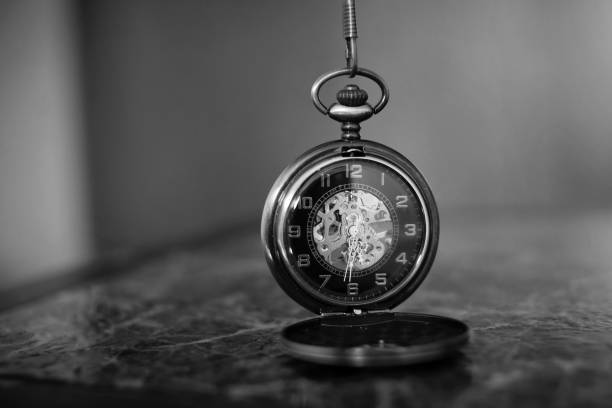 istock Retro vintage watch, time concept. Black and white. 1396815478