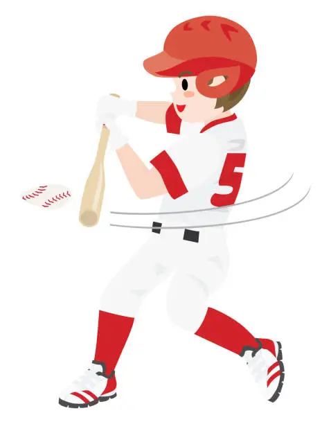 Vector illustration of The boy who plays baseball.