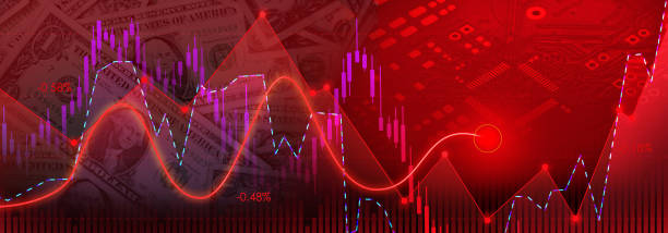 istock Red stock market trading line chart 1396817520
