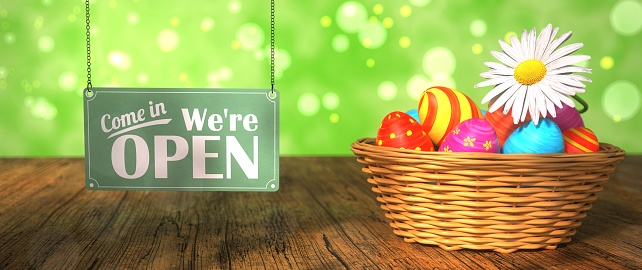 We are open on Easter. 3d illustration.