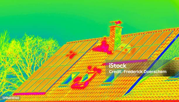 Thermographic Inspection Of Photovoltaic Systems By Housethermovision Image Of Solar Panels Infrared Thermovision Image Infrared Thermography In Inspection Of Photovoltaic Panels Stock Photo - Download Image Now