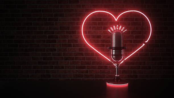 Love Podcast Mic Neonsign stock photo