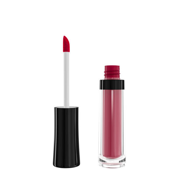 istock Liquid lipstick. 3d Illustration lip gloss in tube open 1396821365