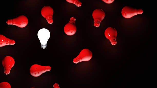 istock Light bulbs on dark background. Idea concept. 3D Illustration. 1396822539