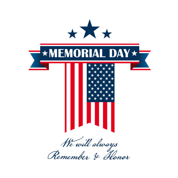 Vintage Background Memorial Day Flag USA Vintage of Memorial Day background design with grey colors and US-Flag stripes. Eps 10 vector file. memorial day stock illustrations