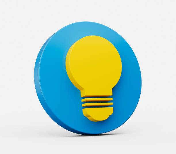 Yellow light bulb icon. Idea, solution, business, strategy concept. Isolated Solution and business idea. Thinking, invention symbol 3D illustration