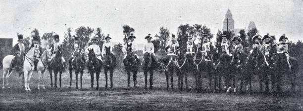 istock Quadrille horse parade, soldiers in Prussian Uniforms 1396823295