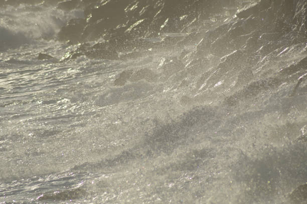 Waves sea breaking against the rocks with force
