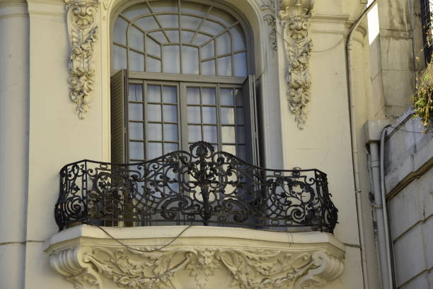 istock Beautiful balcony with openwork metal grating. Santiago. Chile 1396830402