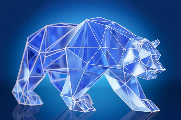 Photo of Ice Carved Low Poly Bear on Blue