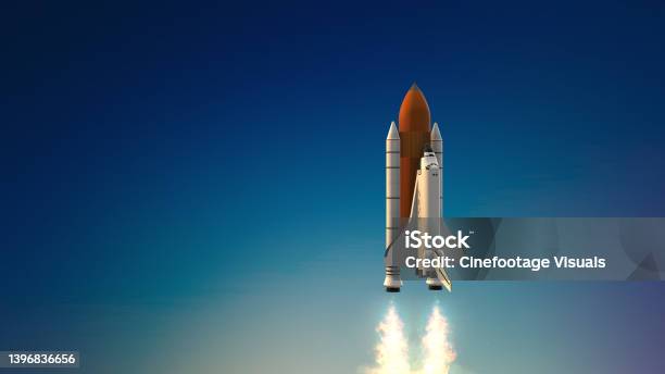 Space Shuttle Launch System Rocket Takeoff Stock Photo - Download Image Now - Launch Pad, NASA Kennedy Space Center, Rocketship