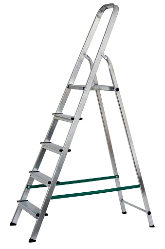 Stepladder closeup isolated on white background