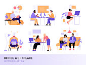 istock Office workplaces collection. 1396843167