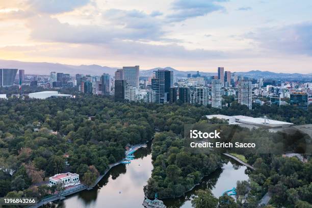 Aerial Drone View Of Chapultepec Park City In The Background Mexico City Mexico Stock Photo - Download Image Now