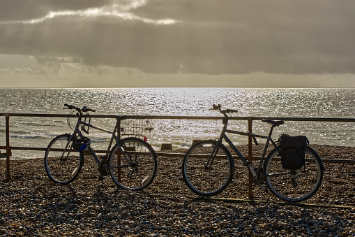Bicycles on shingle beach