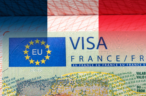 French Schengen Visa and flag of France
