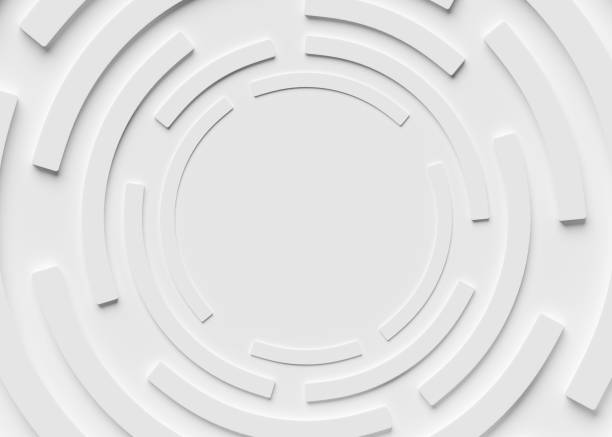 istock Abstract  geometric background made of white broken rings on white plane 1396851678