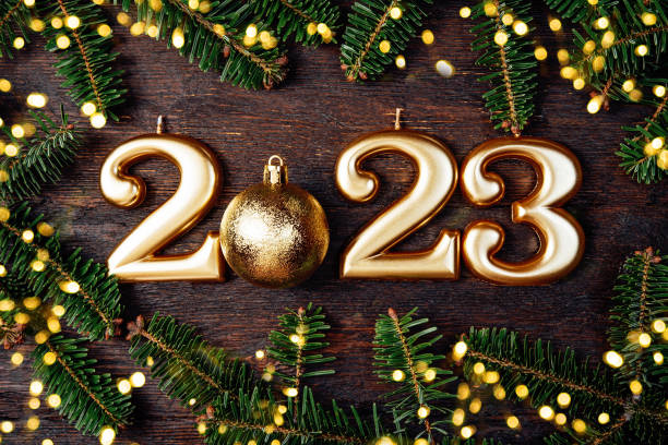istock Holiday background Happy New Year 2023. 1396855816