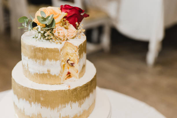 istock Beautiful dessert decorated with fresh flowers and greenery. 1396856328