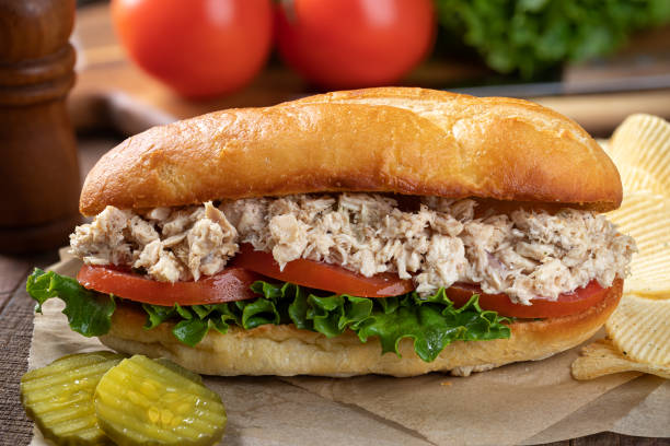 istock Tuna salad lettuce and tomato submarine sandwich 1396857222