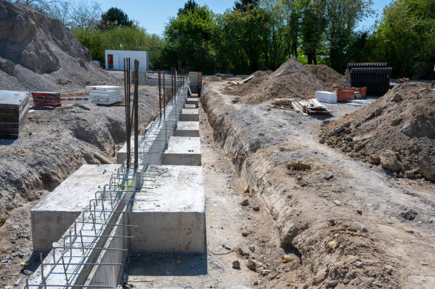 istock Foundations in shaft for construction on large industrial construction site with iron bars 1396860256