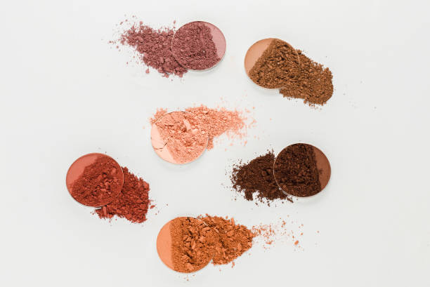 istock Eyeshadow crushed palette, colorful eye shadow powder isolated on a white background. 1396862385