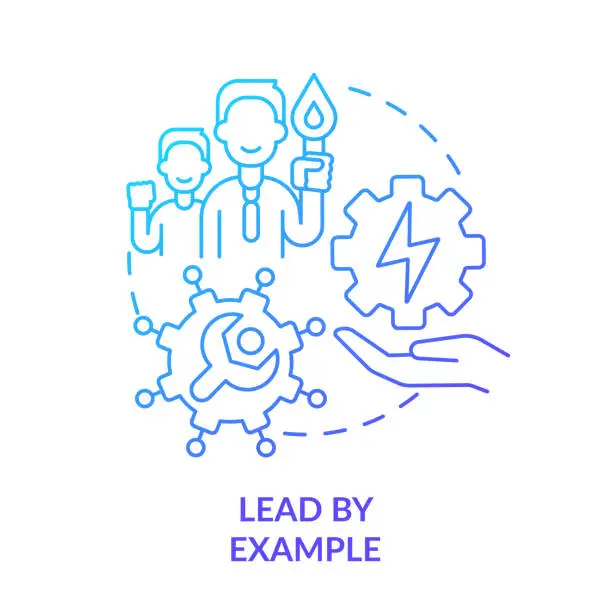 Vector illustration of Lead by example blue gradient concept icon