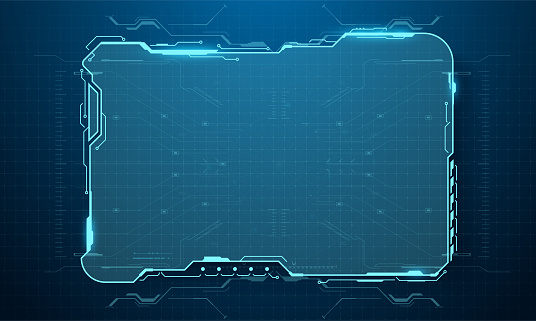 Futuristic fui display screen frame and information fields. The user interface of the sci-fi game interface.